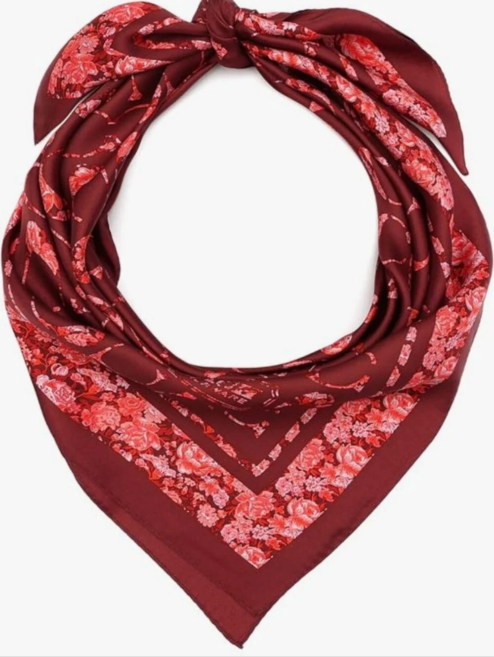 Coach Rose Red/Pink Floral Signature Silk Scarf NWT